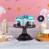 Black Dessert Holder Cookie Pedestal Stands Metal Trays for Desserts Round Gothic Serving Plate for Birthday  7.87 Inch / 20cm