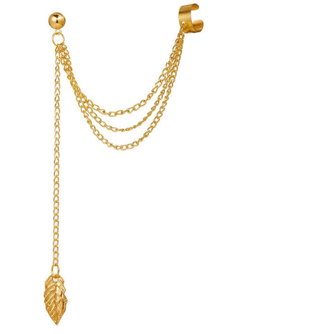 1 pcs The leaves pendant tassel earrings Cute Ear Cuff Non Piercing with Leaf Tassels Stud Earrings Dangle Earrings Jewelry In Australia - Darrahopens
