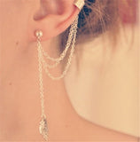 1 pcs The leaves pendant tassel earrings Cute Ear Cuff Non Piercing with Leaf Tassels Stud Earrings Dangle Earrings Jewelry