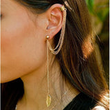 1 pcs The leaves pendant tassel earrings Cute Ear Cuff Non Piercing with Leaf Tassels Stud Earrings Dangle Earrings Jewelry