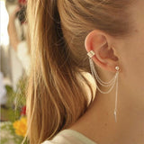 1 pcs The leaves pendant tassel earrings Cute Ear Cuff Non Piercing with Leaf Tassels Stud Earrings Dangle Earrings Jewelry