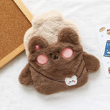 Cartoon Hot Water Bottle with Cute Plush Cover Water Injection Hot Water Bag Anti-scalding Portable Hand Warmer ( Brown)