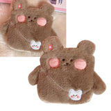 Cartoon Hot Water Bottle with Cute Plush Cover Water Injection Hot Water Bag Anti-scalding Portable Hand Warmer ( Brown)