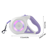 Retractable Light-up with Spotlight LED for Night Walking | Anti-Tangle Rope Core, and Anti-Slip Handle for Small (Purple)