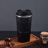 Coffee Travel Mug,Double Walled Insulated Vacuum Coffee Tumbler With Leakproof Flip Insulated Coffee Mug, For Hot And Cold (Black)