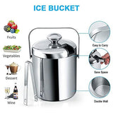Ice Bucket with Lid, Double-Walled Ice Bucket with Lid, Stainless Steel, 1.3 Liter Insulated Ice Bucket