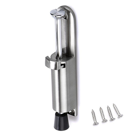 Kickdown Door Stop - Stainless Steel Easy Step Door Stopper, Spring Loaded Telescopic Step On/Off Door Stopper Rubber