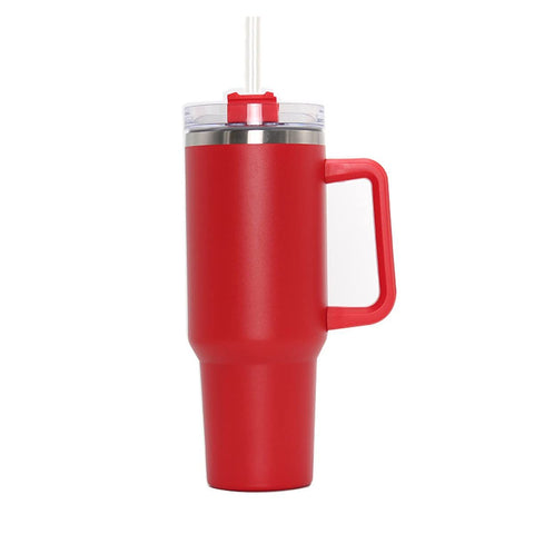 40 oz Tumbler With Handle and Straw Lid, Double-layer Stainless Steel Insulated Tumblers, Travel Mug for Hot and Cold (Red) In Australia - Darrahopens