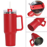 40 oz Tumbler With Handle and Straw Lid, Double-layer Stainless Steel Insulated Tumblers, Travel Mug for Hot and Cold (Red) In Australia - Darrahopens