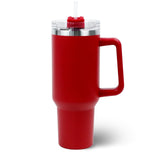 40 oz Tumbler With Handle and Straw Lid, Double-layer Stainless Steel Insulated Tumblers, Travel Mug for Hot and Cold (Red)