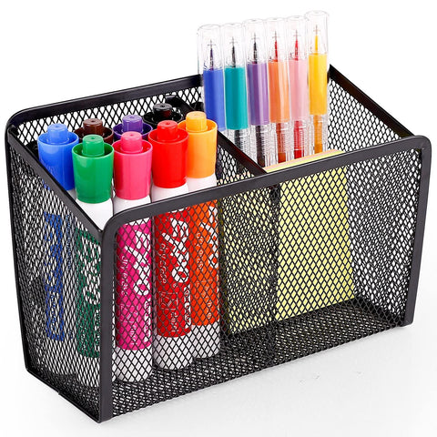 Magnetic Pencil Holder - Extra Strong Magnets Mesh Marker Holder Perfect for Whiteboard, Refrigerator  (2 Baskets, 1 Pack Black) In Australia - Darrahopens
