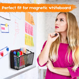 Magnetic Pencil Holder - Extra Strong Magnets Mesh Marker Holder Perfect for Whiteboard, Refrigerator  (2 Baskets, 1 Pack Black)