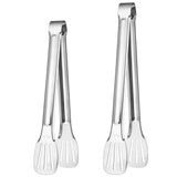 Cooking Tongs Set of 2 Stainless Steel Tongs Serving Kitchen Tools for Barbecue Salad Burgers (Stainless Steel)