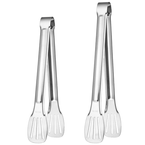 Cooking Tongs Set of 2 Stainless Steel Tongs Serving Kitchen Tools for Barbecue Salad Burgers (Stainless Steel)