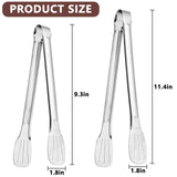 Cooking Tongs Set of 2 Stainless Steel Tongs Serving Kitchen Tools for Barbecue Salad Burgers (Stainless Steel)