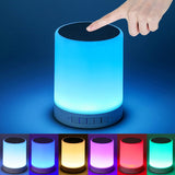 Night Light Bluetooth Speaker Wireless Portable Smart Touch Control Bedside Table Lamp with Colorful Led, Best Gift for Teens Kids