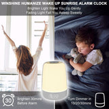 Wake Up Night Light with Sunrise Simulation Alarm Clock, 3 Ways Dimmable Warm White Bedside Lamp for Kid
