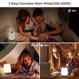 Wake Up Night Light with Sunrise Simulation Alarm Clock, 3 Ways Dimmable Warm White Bedside Lamp for Kid