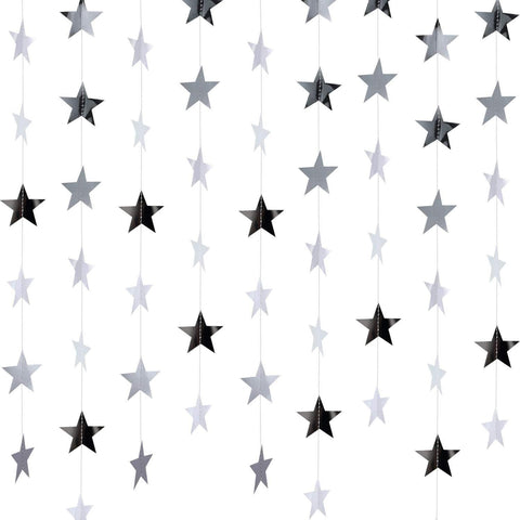 3 pcs Silver Shining Star Hanging Garland Silver Hanging Sparkling Star Streamer Silver Glitter Star Bunting Banner Twinkle Star In Australia - Darrahopens