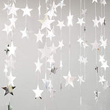 3 pcs Silver Shining Star Hanging Garland Silver Hanging Sparkling Star Streamer Silver Glitter Star Bunting Banner Twinkle Star