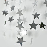 3 pcs Silver Shining Star Hanging Garland Silver Hanging Sparkling Star Streamer Silver Glitter Star Bunting Banner Twinkle Star