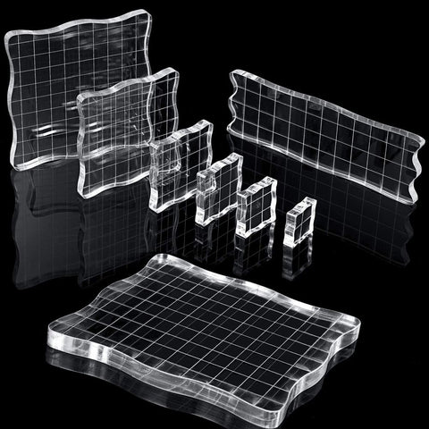 7 Pieces Acrylic Stamp Blocks Set Clear Stamping Blocks Tools with Grid and Grip, Decorative Stamp Blocks for Kids Scrapbooking In Australia - Darrahopens