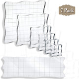 7 Pieces Acrylic Stamp Blocks Set Clear Stamping Blocks Tools with Grid and Grip, Decorative Stamp Blocks for Kids Scrapbooking