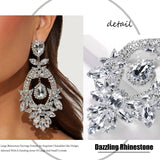 Costume Silver Large Rhinestone Earrings Dangling Trendy Bling Oversized Statement Earrings For Women Formal In Australia - Darrahopens