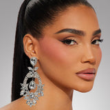 Costume Silver Large Rhinestone Earrings Dangling Trendy Bling Oversized Statement Earrings For Women Formal In Australia - Darrahopens