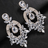 Costume Silver Large Rhinestone Earrings Dangling Trendy Bling Oversized Statement Earrings For Women Formal In Australia - Darrahopens