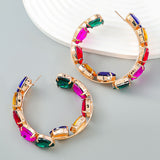 Large Hoop Earrings Colourful Geometric Circle Earrings Chunky Hoop Earrings Statement Dangle Earrings
