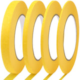 4 Pack Yellow Painters Tape - Fine Line Masking Tape 1/2" - Thin Automotive Pinstripe Tape for DIY, Paint, Art, Tumblers