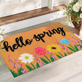 packingSpring Welcome Doormat Small Blue Flowers and Green Leaves Welcome Floor Mats Kitchen Indoor and Outdoor Decoration