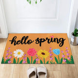 packingSpring Welcome Doormat Small Blue Flowers and Green Leaves Welcome Floor Mats Kitchen Indoor and Outdoor Decoration