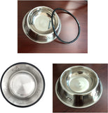 Stainless Steel Dog Bowls, Dog Feeding Bowls, Dog Plate Bowls with Rubber Base, Small and Medium Pet Feeder Bowls and Water Bowls