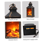 Flameless LED Fireplace USB/Battery Powered Desktop Fireplace with Handle Portable Mini Fireplace for Indoor Outdoor