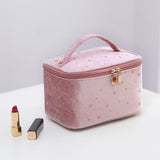 Velvet Makeup Bag with Handle Cosmetic Bags with Makeup Brush Holder Travel Make up Bag for Women, A Pink In Australia - Darrahopens