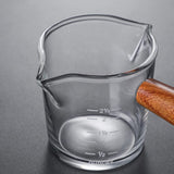 Wooden handle glass measuring cup, heat-resistant double mouthed milk coffee cup, transparent scale design In Australia - Darrahopens