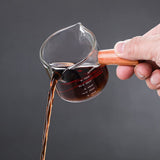 Wooden handle glass measuring cup, heat-resistant double mouthed milk coffee cup, transparent scale design In Australia - Darrahopens