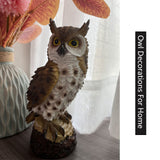 Owl Decor Statue Resin Fake Owl Sculpture for Home,Living Room Owl Outdoor Garden Decoration (Brown)