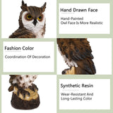 Owl Decor Statue Resin Fake Owl Sculpture for Home,Living Room Owl Outdoor Garden Decoration (Brown)