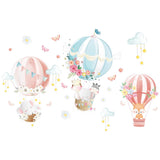 Hot air balloon wall stickers cartoon animal wall stickers fox elephant butterfly wall decorations DIY children's murals In Australia - Darrahopens