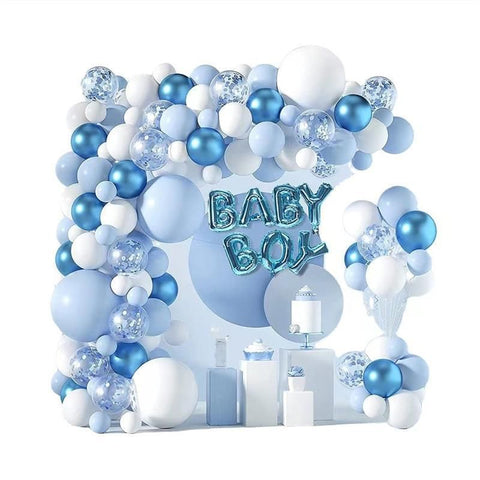 Blue and White Balloon Arched Wreath Set - Male Baby Balloon Arched with Different Sizes Blue and White Balloons In Australia - Darrahopens