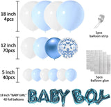 Blue and White Balloon Arched Wreath Set - Male Baby Balloon Arched with Different Sizes Blue and White Balloons
