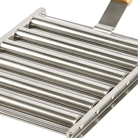 Hot Dog Roller Stainless Steel Sausage Roller Rack with Extra Long Wood Handle, BBQ Hot Dog Griller For Evenly Cooked Hot Dogs In Australia - Darrahopens