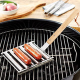 Hot Dog Roller Stainless Steel Sausage Roller Rack with Extra Long Wood Handle, BBQ Hot Dog Griller For Evenly Cooked Hot Dogs In Australia - Darrahopens