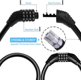 Bike Lock Portable Bike Locks Cable High Security Bicycle Lock Cycling Lock with 4-Digits Codes Ideal to Secure Bike, Motorbike