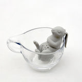 Rabbit Reusable Silicone Tea Injector, Grey, Fun Gift for Tea Enthusiasts, Smart Kitchen Tool Tea Maker Tea Bag