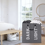 Large laundry basket with 2 compartments, foldable laundry bag, foldable laundry basket, foldable laundry storage box