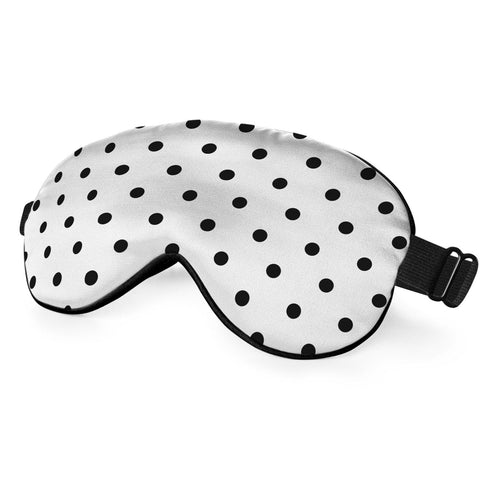 Black and white polka dot silk eye mask sleep facial mask classic simple eye mask with adjustable shoulder strap, light weight